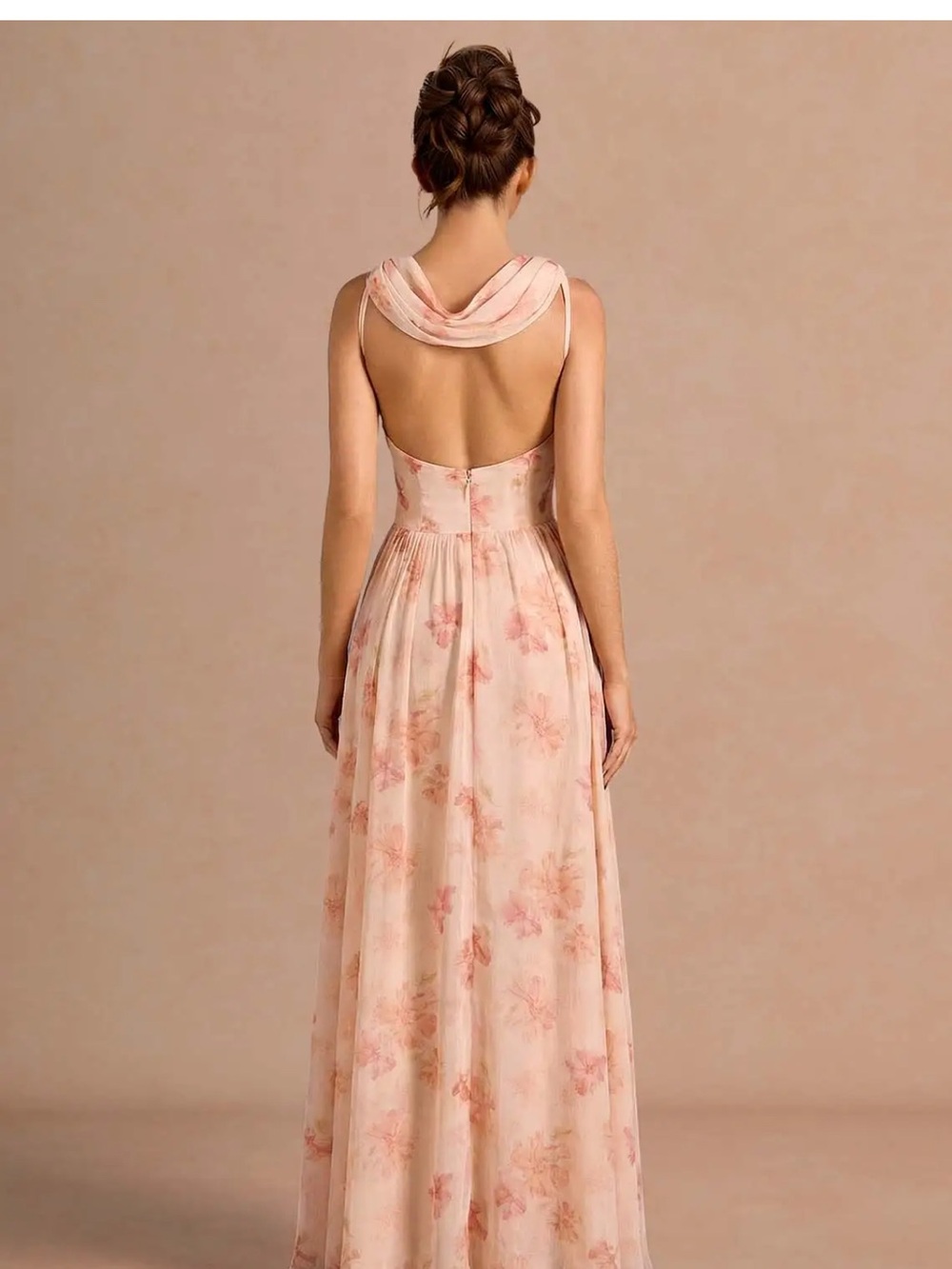 Azazie Bridesmaid Blush Pink Floral Halter Dress - Picture 6 of 6